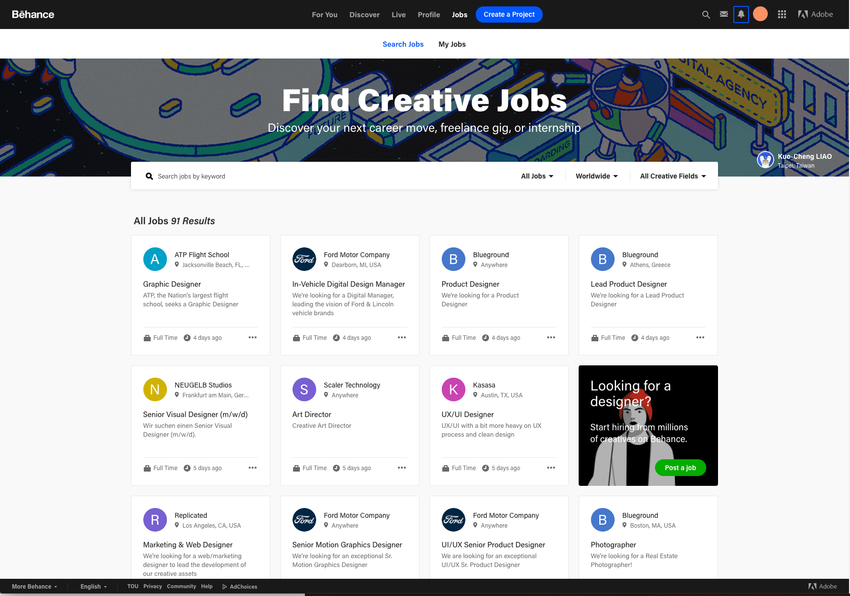 Behance - Search for Creative Jobs