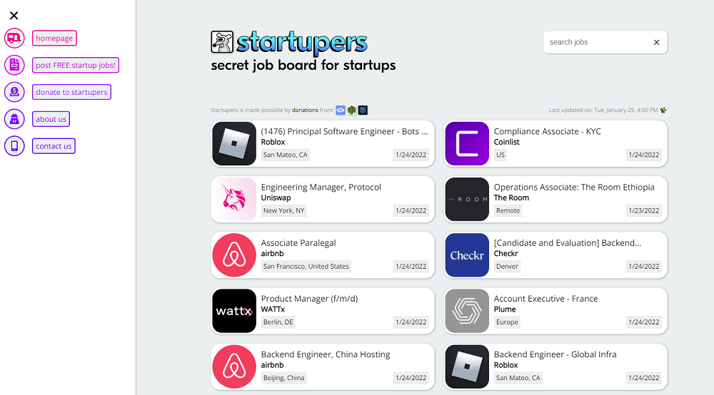 Startupers - The Secret Job Board for Startups